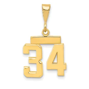 14k yellow gold small polished number 34 charm