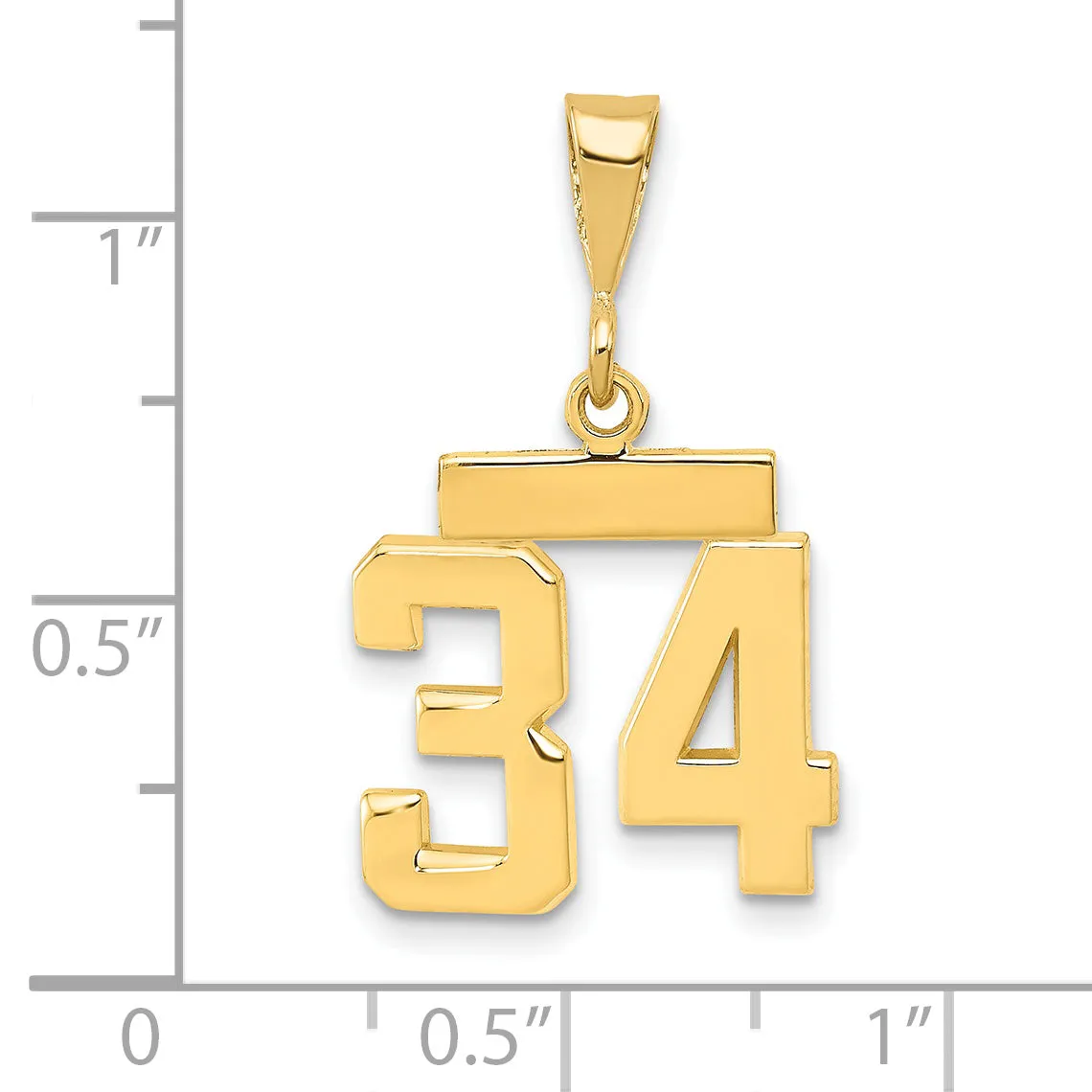 14k yellow gold small polished number 34 charm