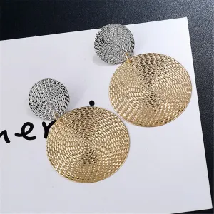 18K Gold-Plated & Silver-Plated Woven Disk Drop Earrings