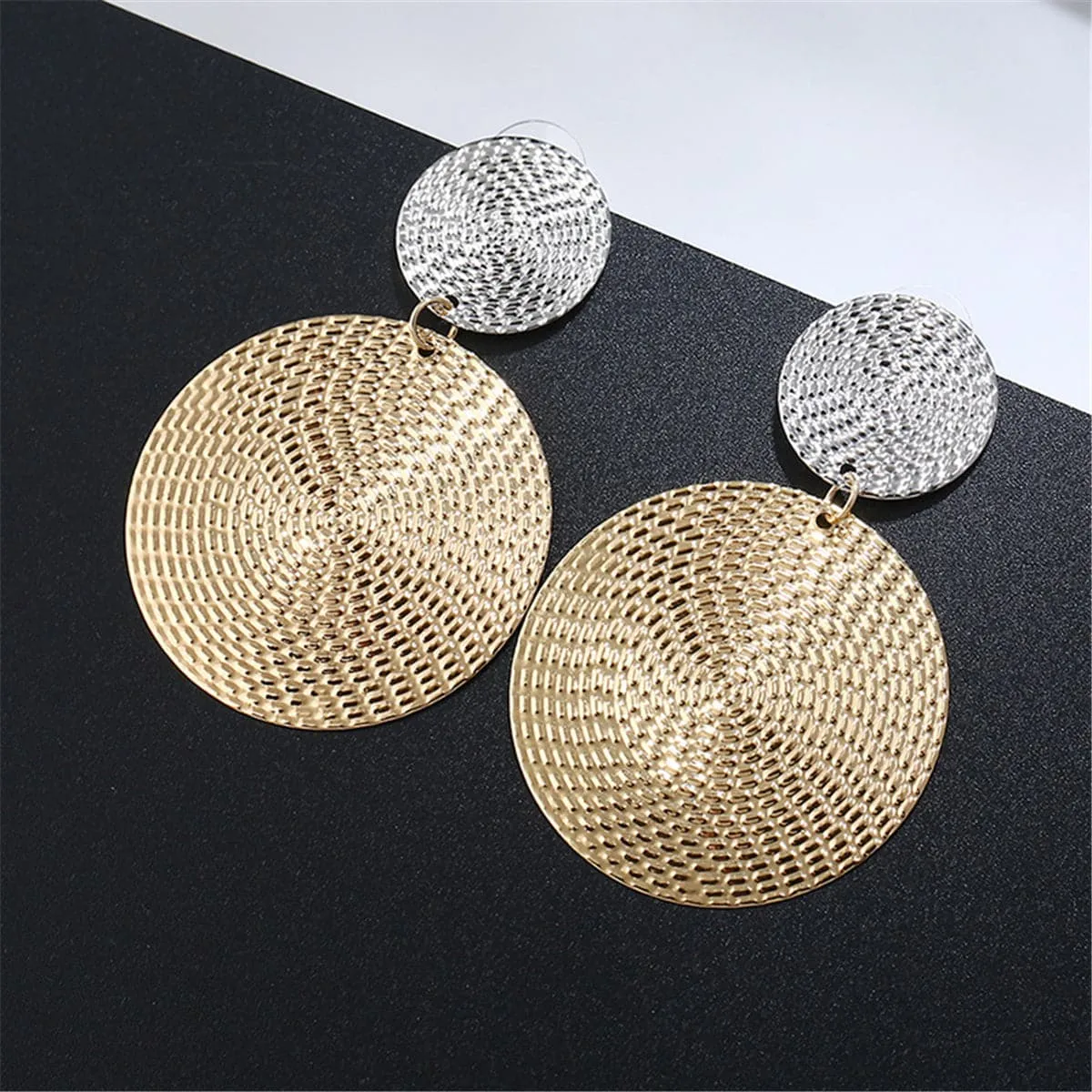 18K Gold-Plated & Silver-Plated Woven Disk Drop Earrings