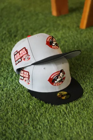 1975 CINCINNATI REDS GREY/BLACK TWO TONE FITTED W/ GREY UNDER VISOR