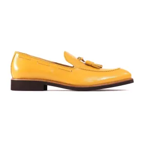 2017 Men's Mustard Yellow & Brown Tassel Loafer
