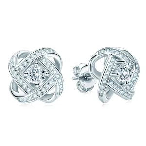 4mm Round Cut Moissanite Love Knot Stud Earrings