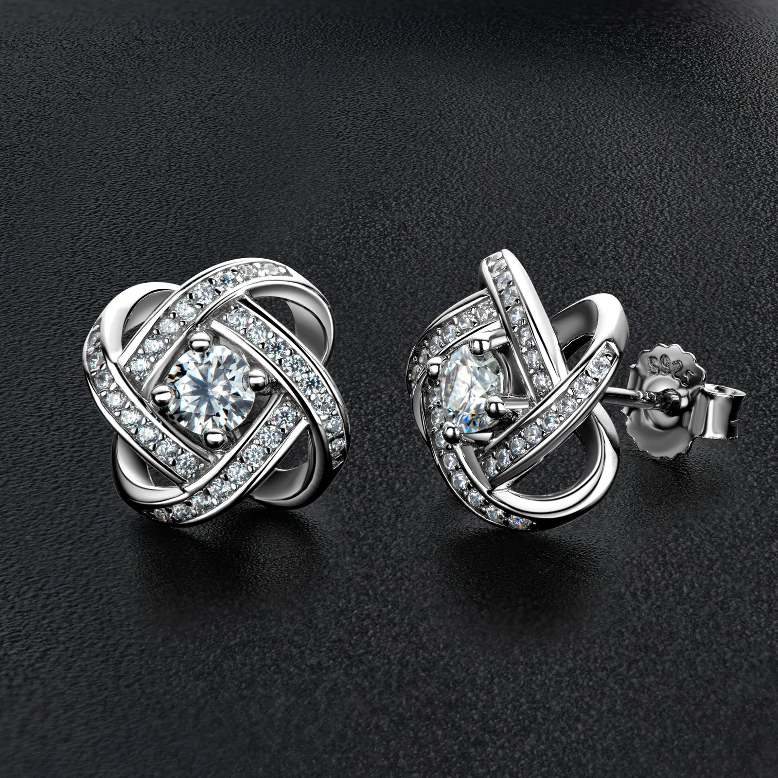 4mm Round Cut Moissanite Love Knot Stud Earrings