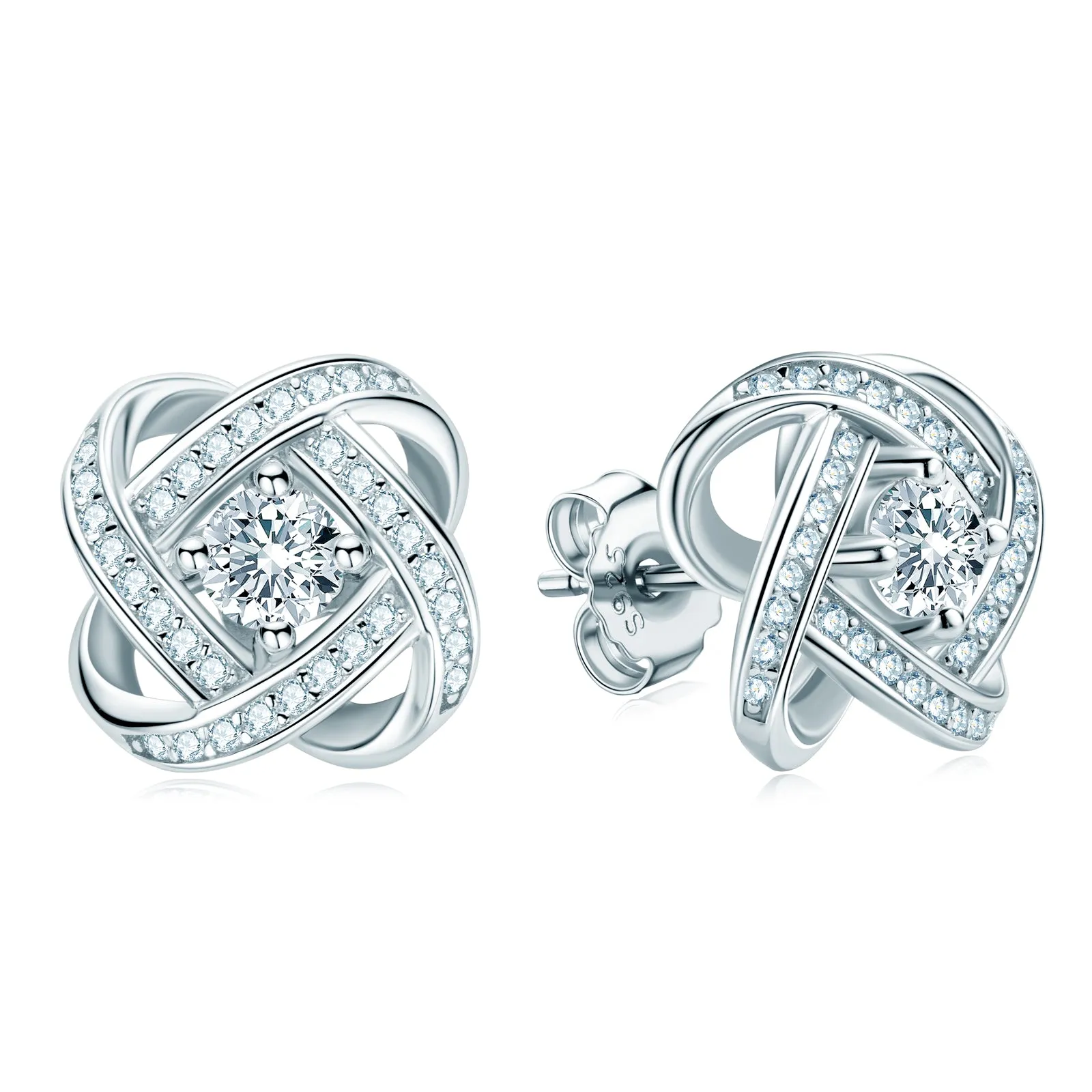 4mm Round Cut Moissanite Love Knot Stud Earrings