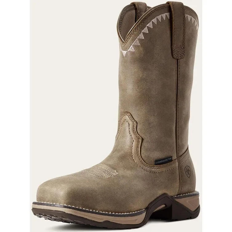 Ariat Women's Anthem Deco Composite Toe Western Work Boot -Brown- 10029498
