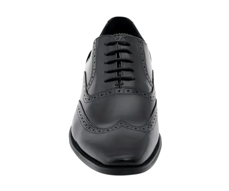 Asher Green Ag100 Black Men’s Genuine Calfskin Oxford Shoes