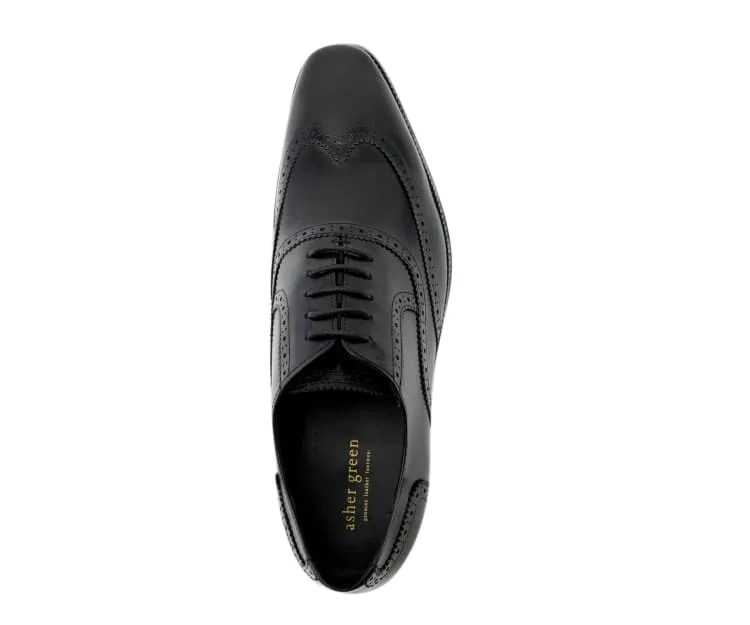 Asher Green Ag100 Black Men’s Genuine Calfskin Oxford Shoes