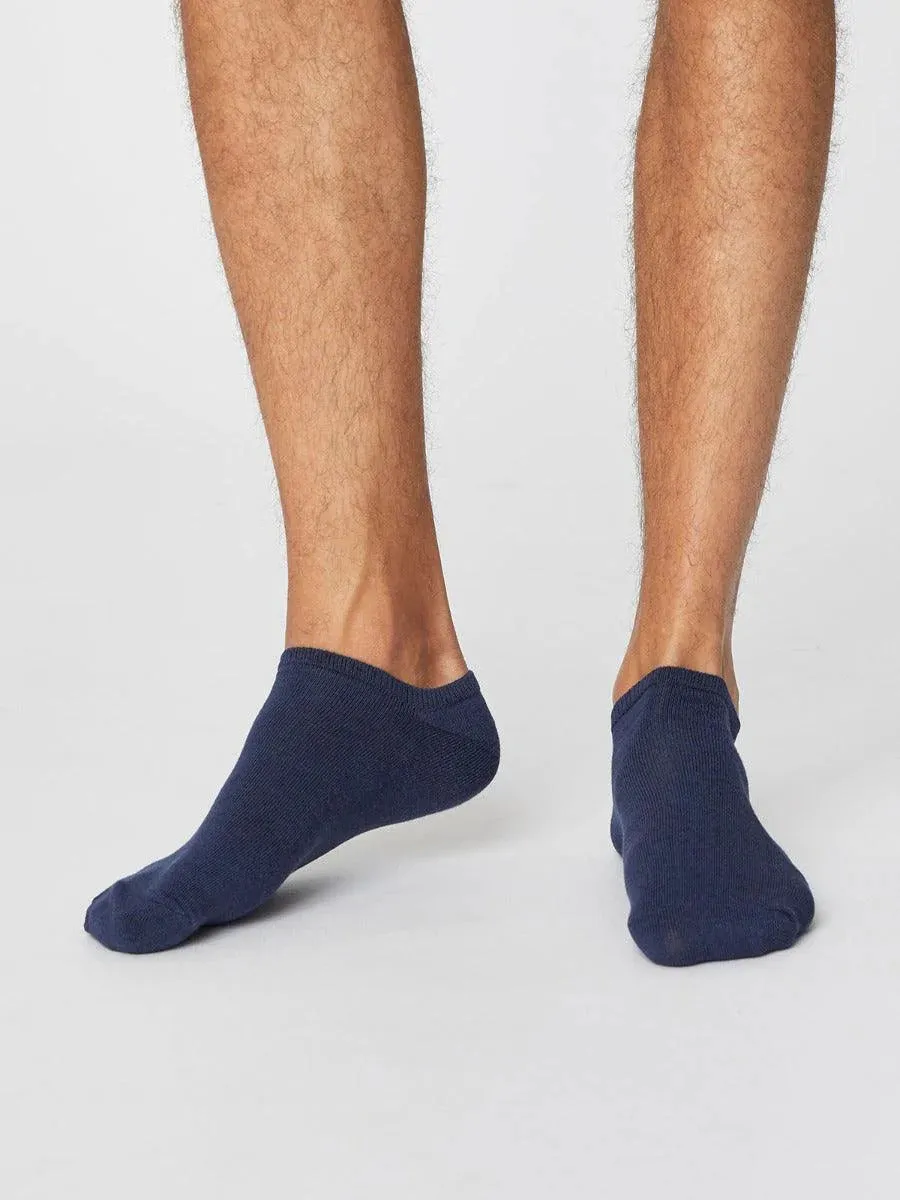 Ashley Navy Bamboo Trainer Socks by Thought, Size 7-11