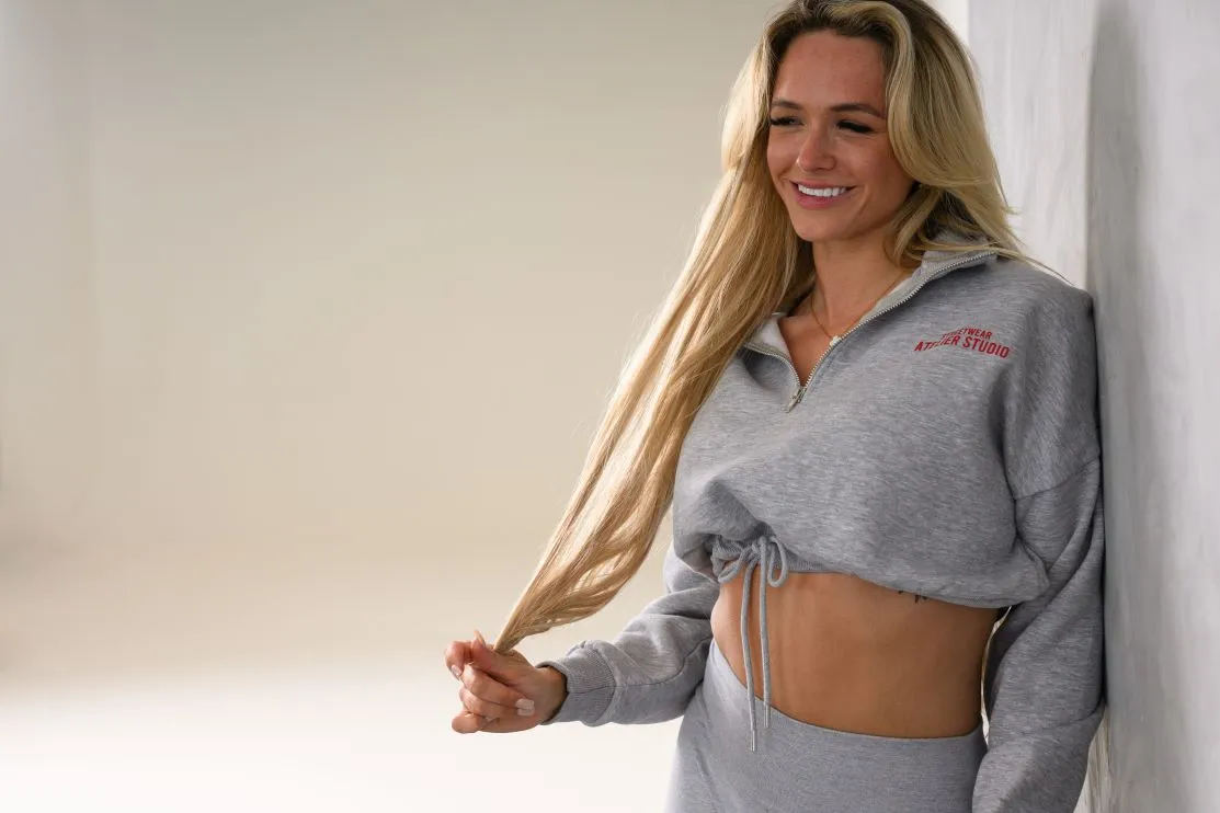 ATELIER 1/4 ZIP CROP - GREY MARL