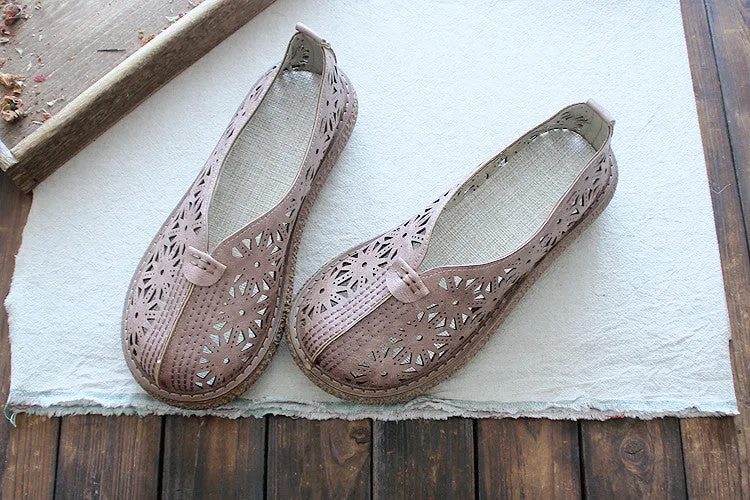 Babakud Women Spring Retro Breathable Hollow Soft Sole Sandals