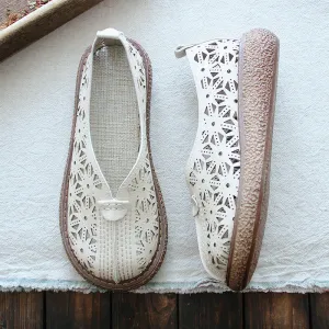 Babakud Women Spring Retro Breathable Hollow Soft Sole Sandals