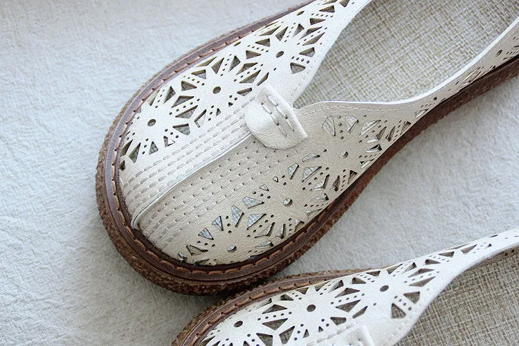 Babakud Women Spring Retro Breathable Hollow Soft Sole Sandals