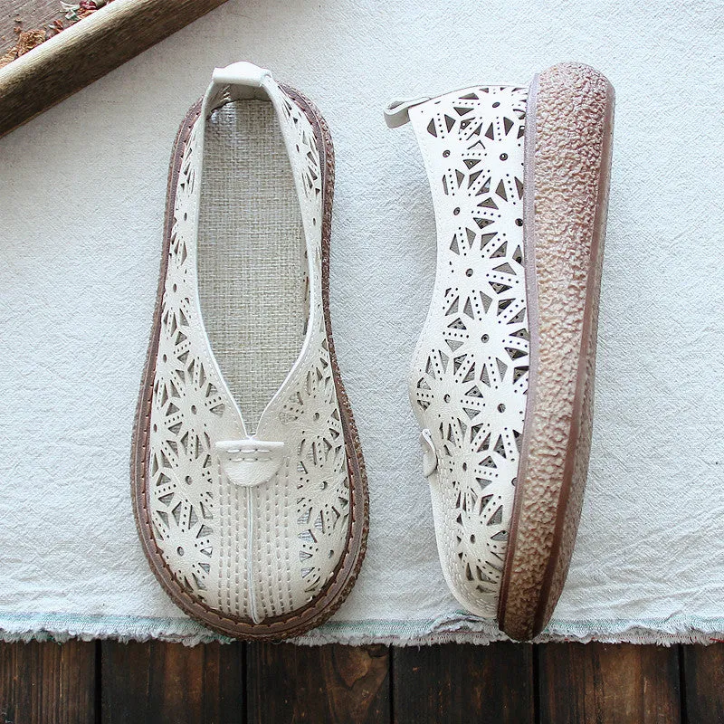 Babakud Women Spring Retro Breathable Hollow Soft Sole Sandals