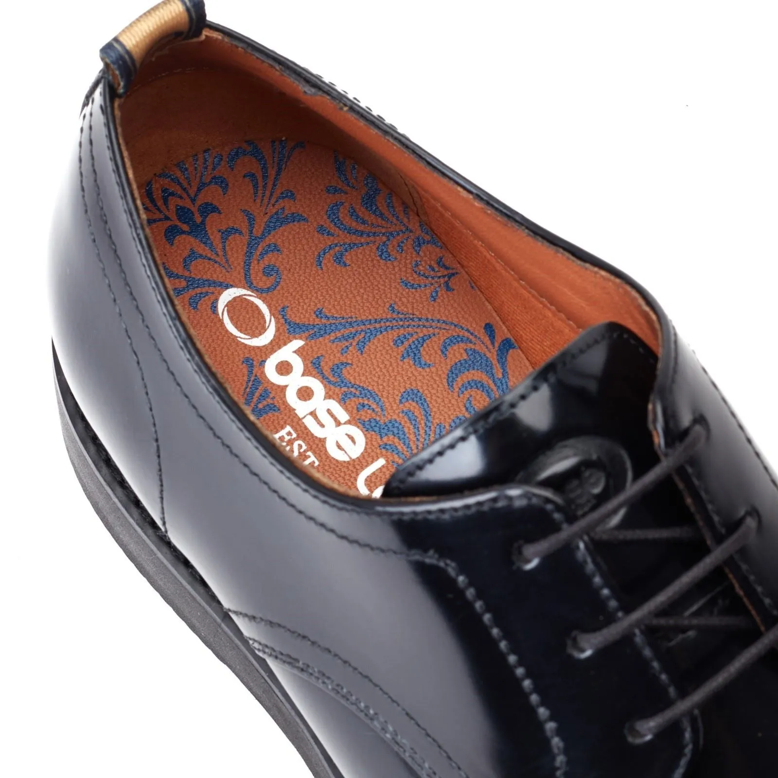 Base London Roly Leather Men's Black Oxford Shoes