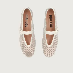 Bibi Lou Naila Mesh Off-White Ballerinas