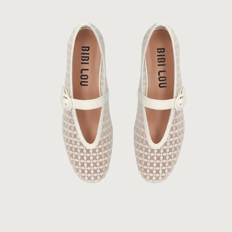 Bibi Lou Naila Mesh Off-White Ballerinas
