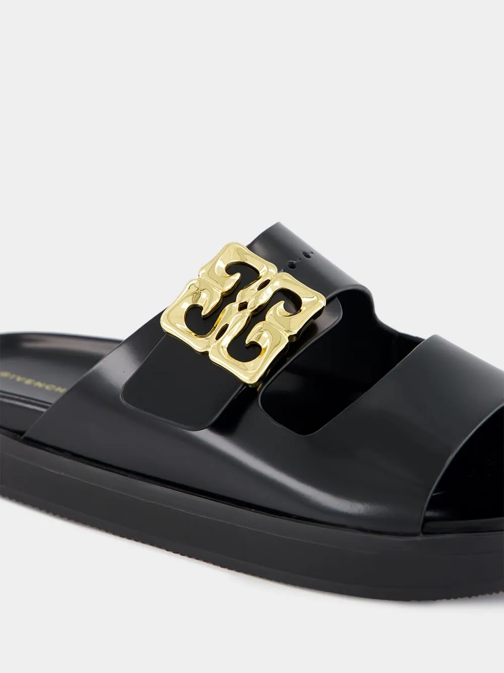 Black Dad Sandals in Brushed Leather