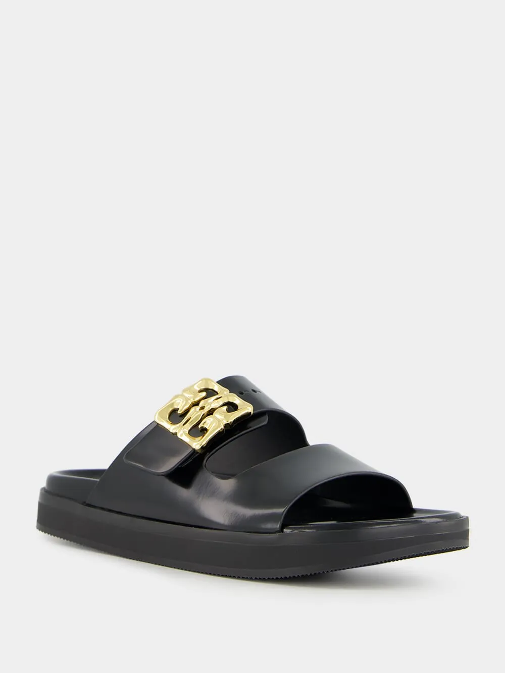 Black Dad Sandals in Brushed Leather