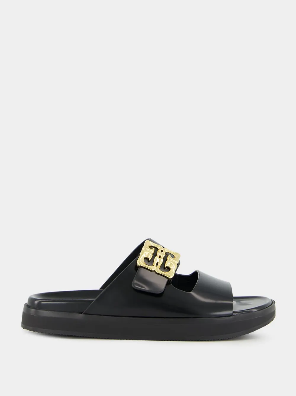 Black Dad Sandals in Brushed Leather