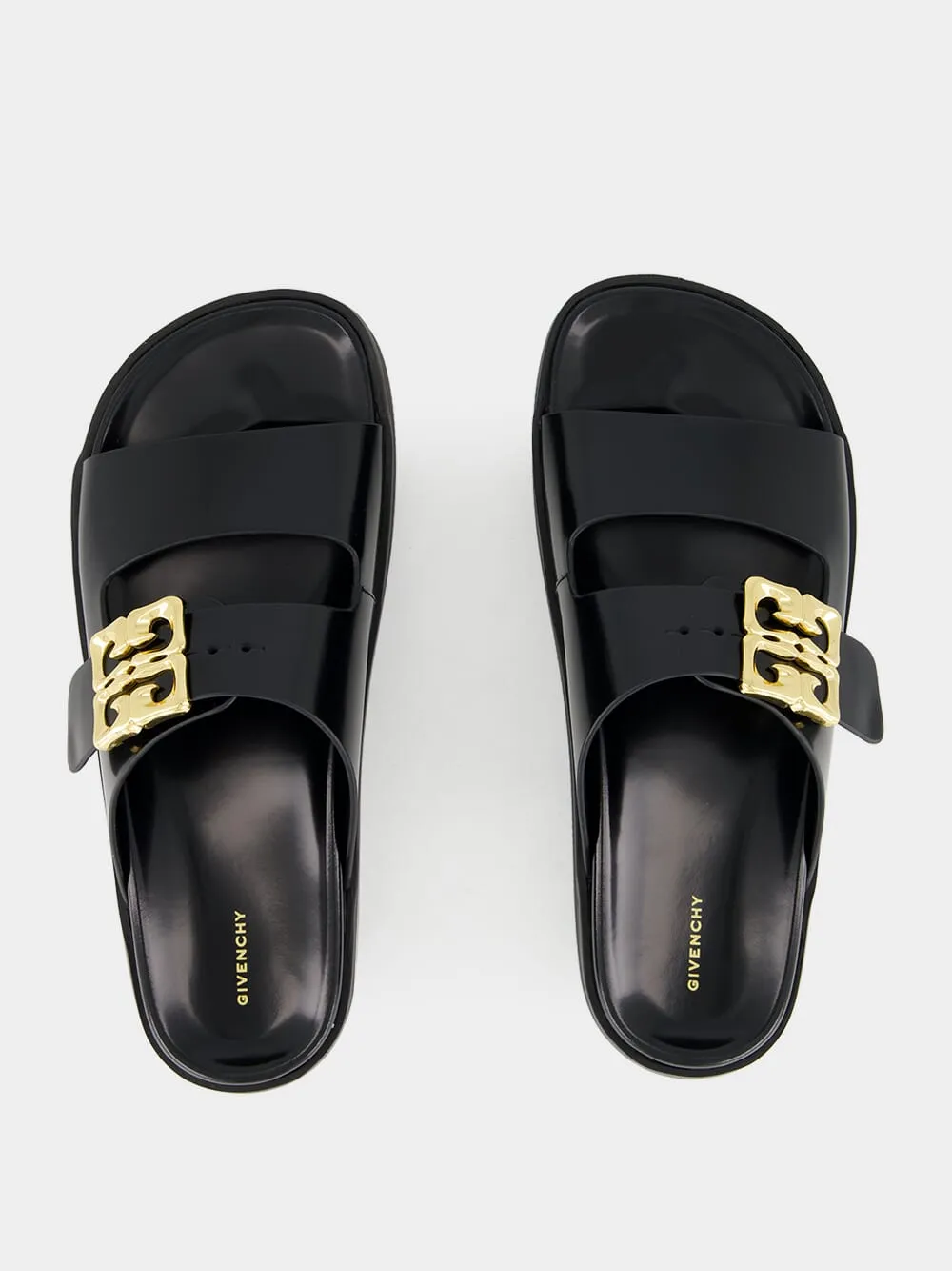 Black Dad Sandals in Brushed Leather
