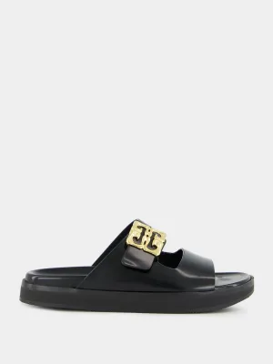 Black Dad Sandals in Brushed Leather
