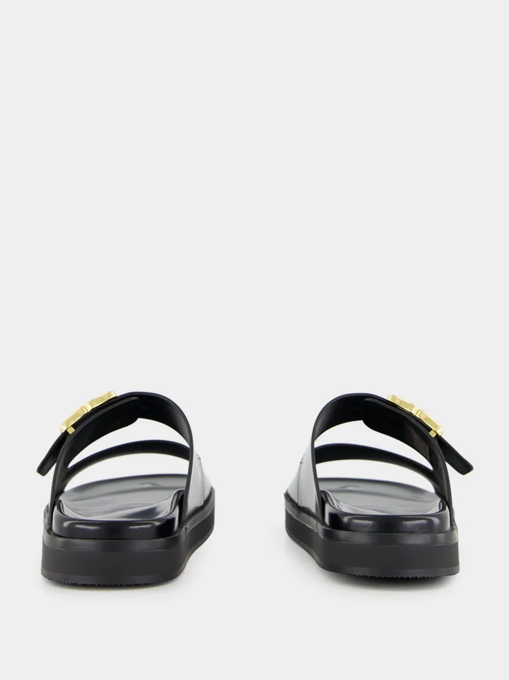 Black Dad Sandals in Brushed Leather