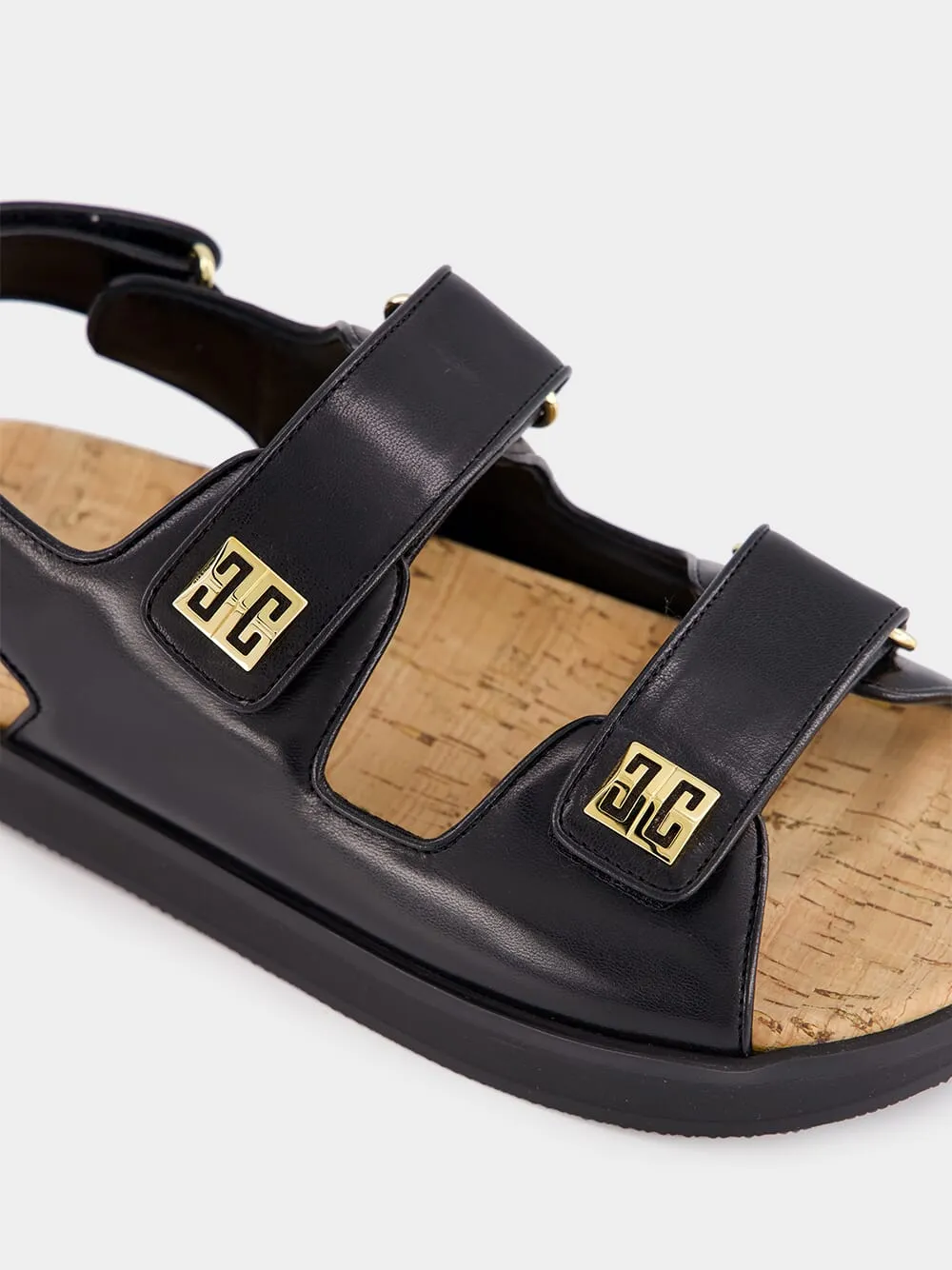 Black Leather 4G Sandals