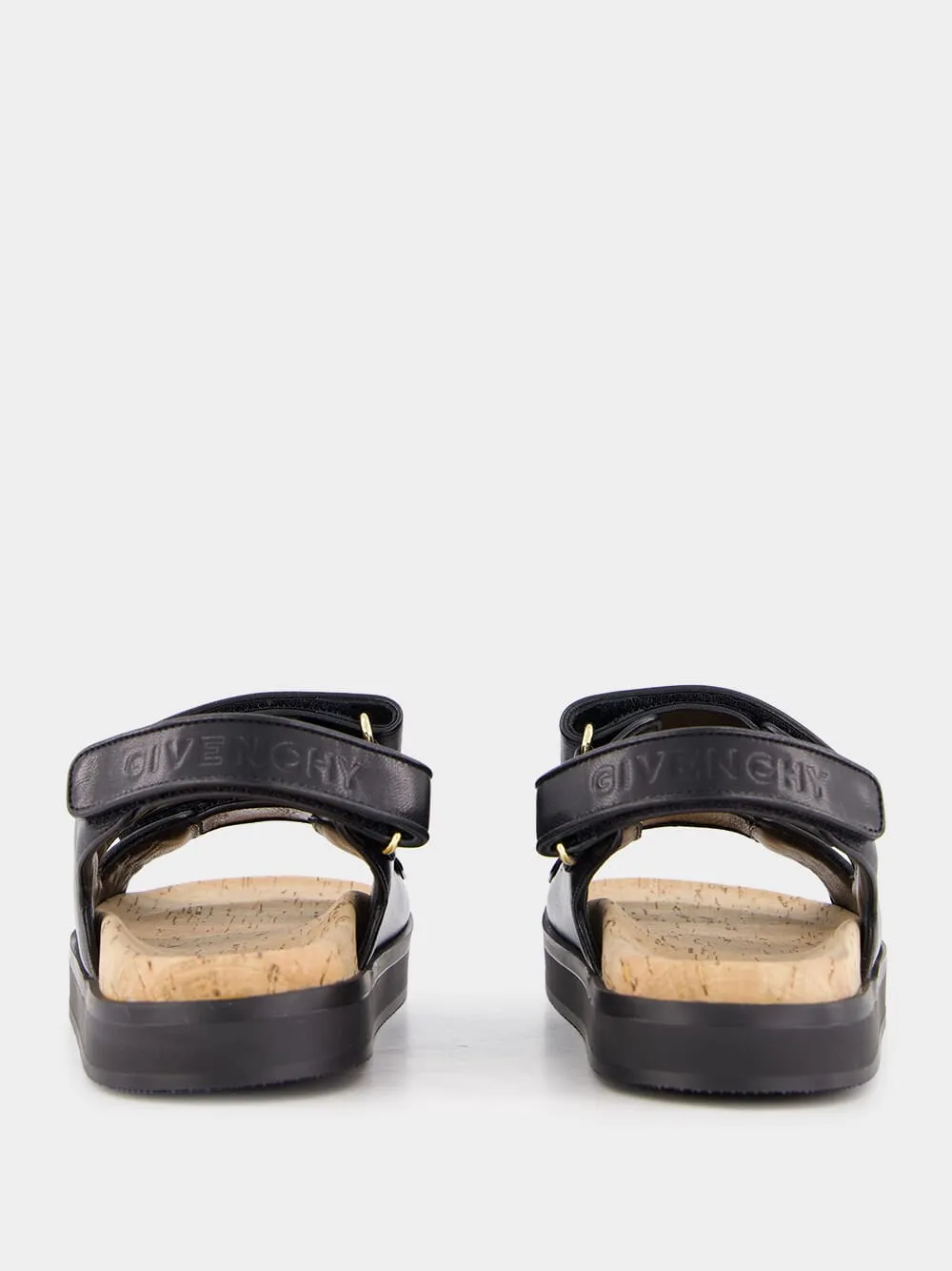 Black Leather 4G Sandals