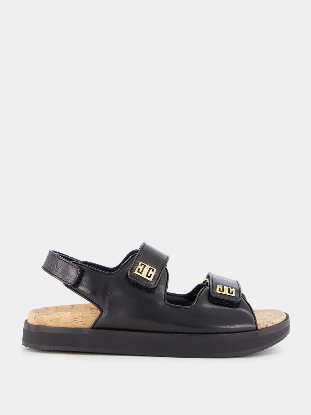 Black Leather 4G Sandals