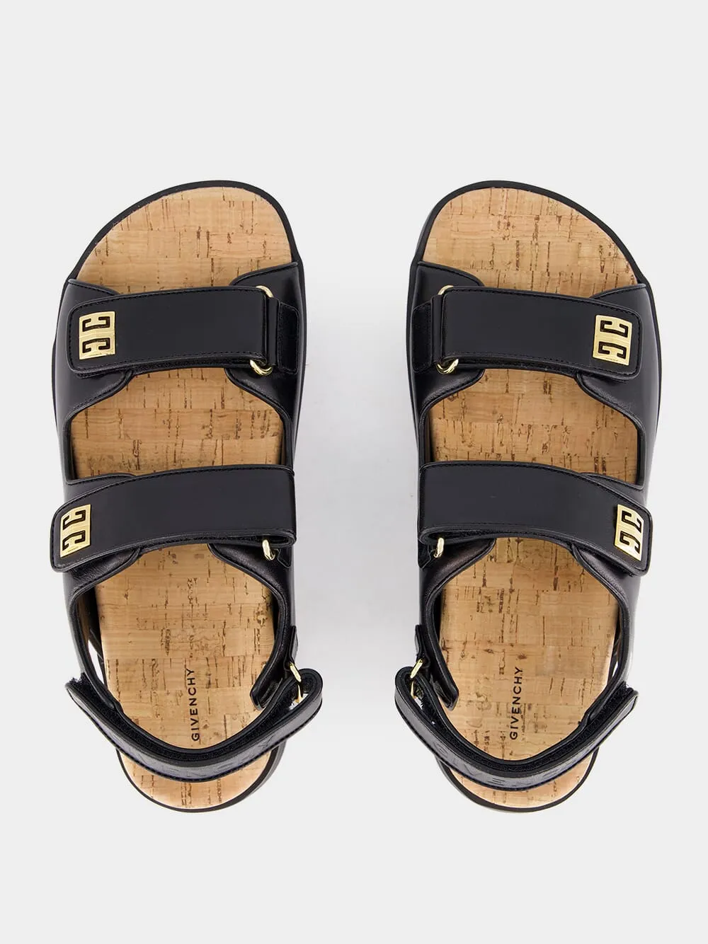 Black Leather 4G Sandals