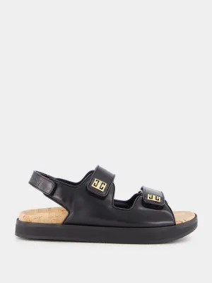 Black Leather 4G Sandals