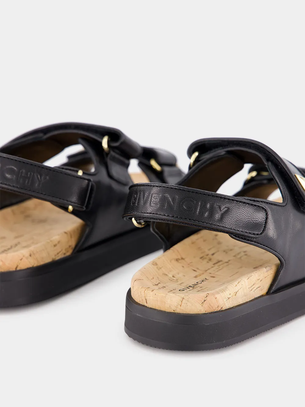 Black Leather 4G Sandals