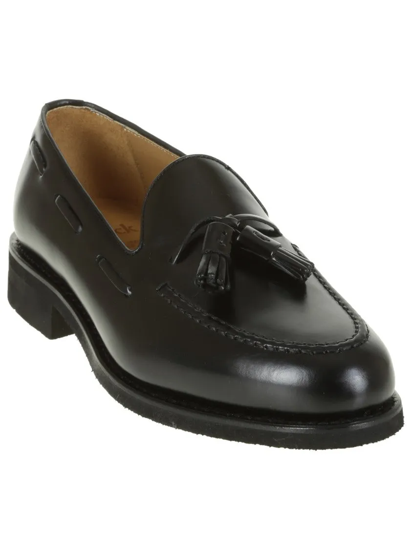 Black Leather Loafer With Tassel Insert
