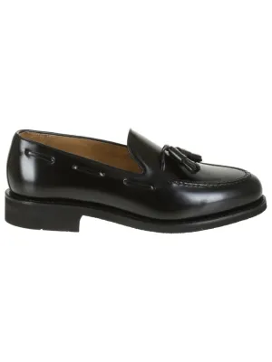 Black Leather Loafer With Tassel Insert
