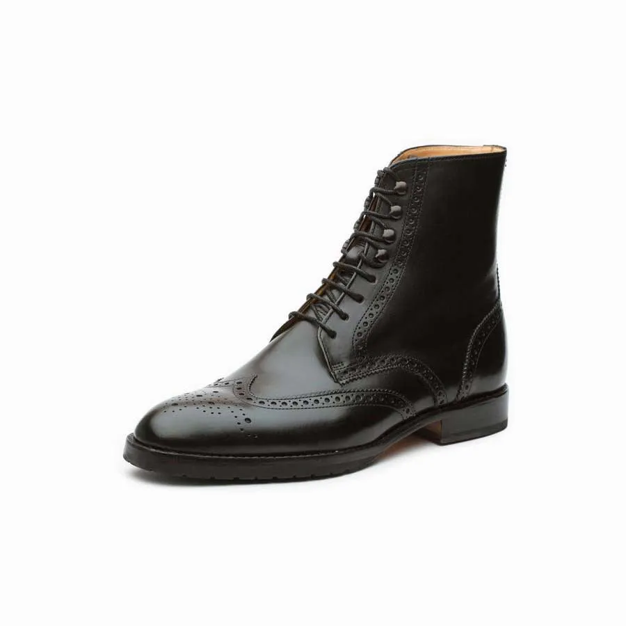 Black Wingtip Derby Boots