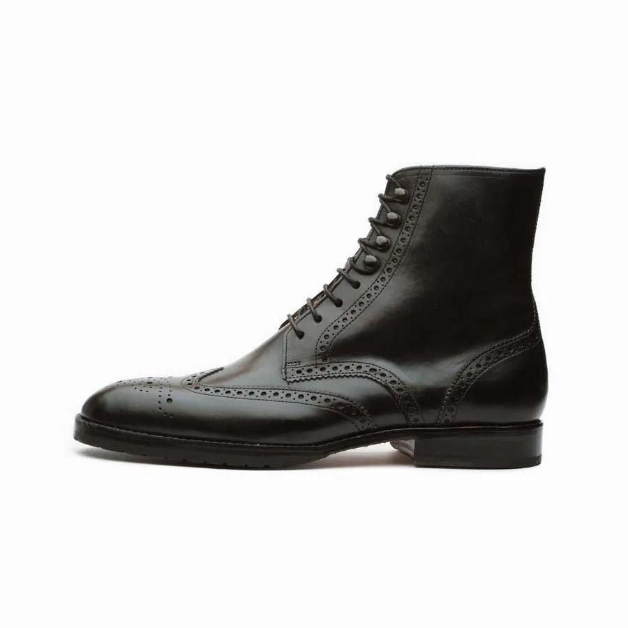 Black Wingtip Derby Boots