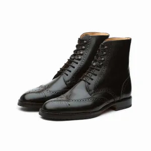 Black Wingtip Derby Boots
