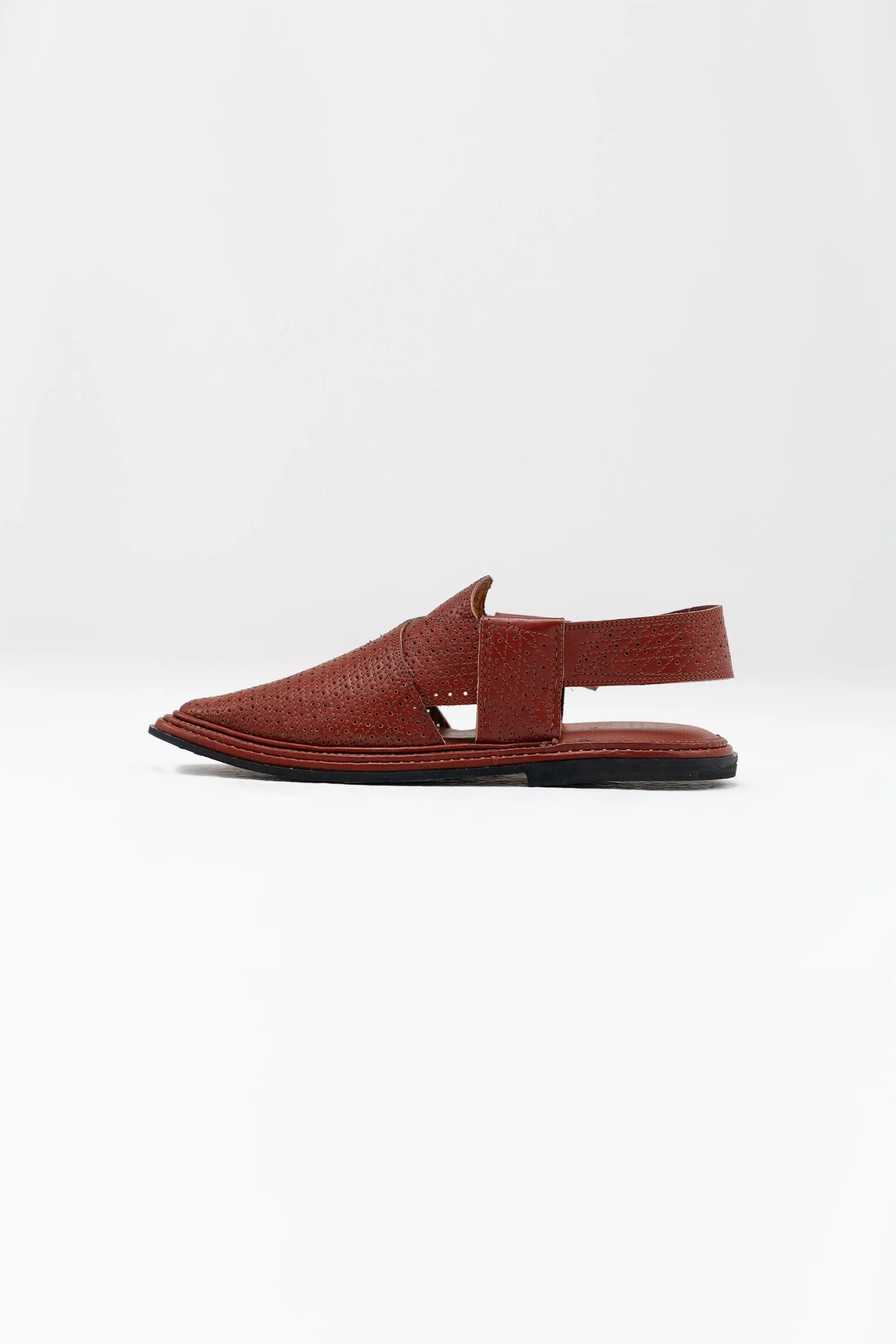 Brown Perforated Leather Sandal