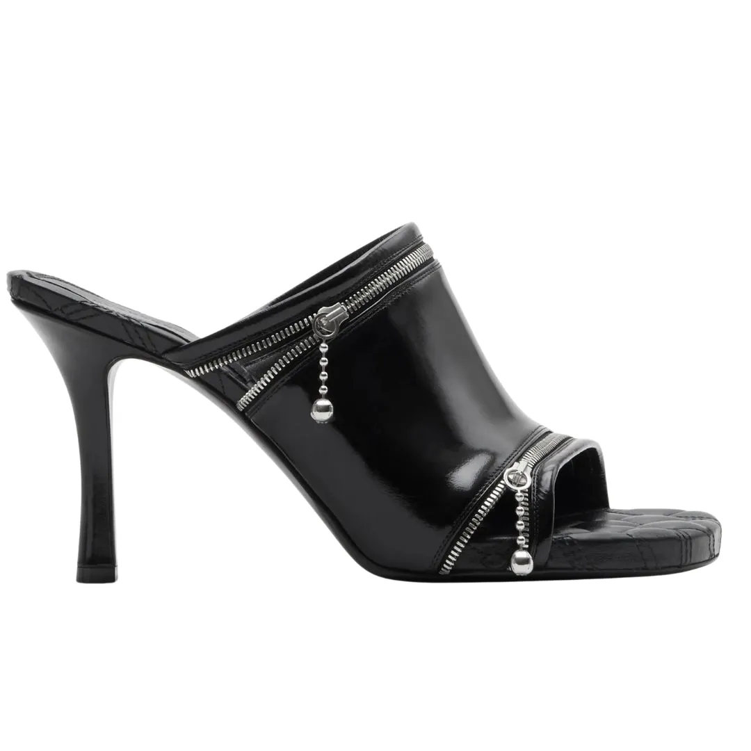 Burberry 8080259 Burberry Peep Heeled Mules Black Peep Sandal Womens