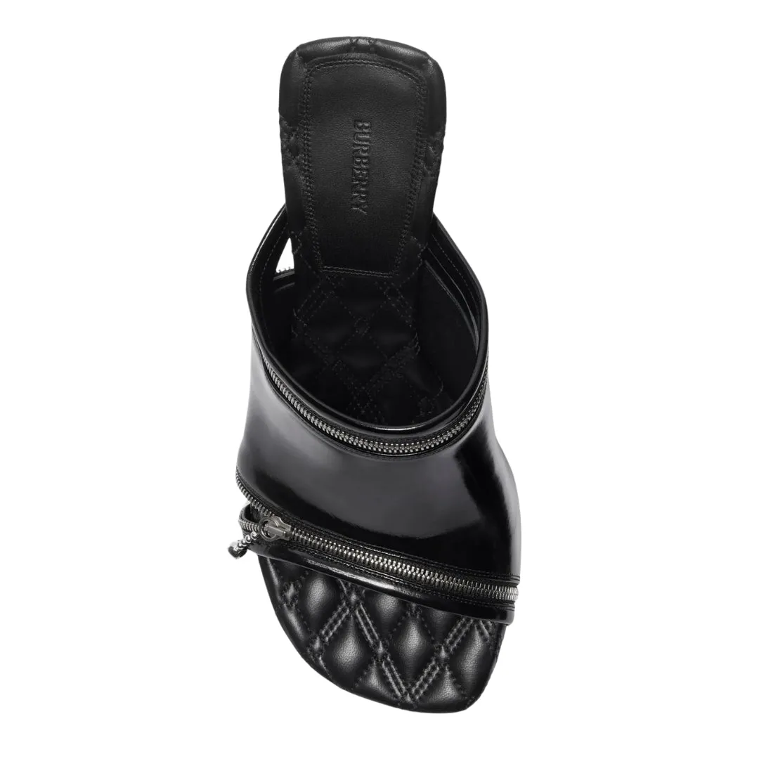 Burberry 8080259 Burberry Peep Heeled Mules Black Peep Sandal Womens