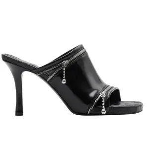 Burberry 8080259 Burberry Peep Heeled Mules Black Peep Sandal Womens