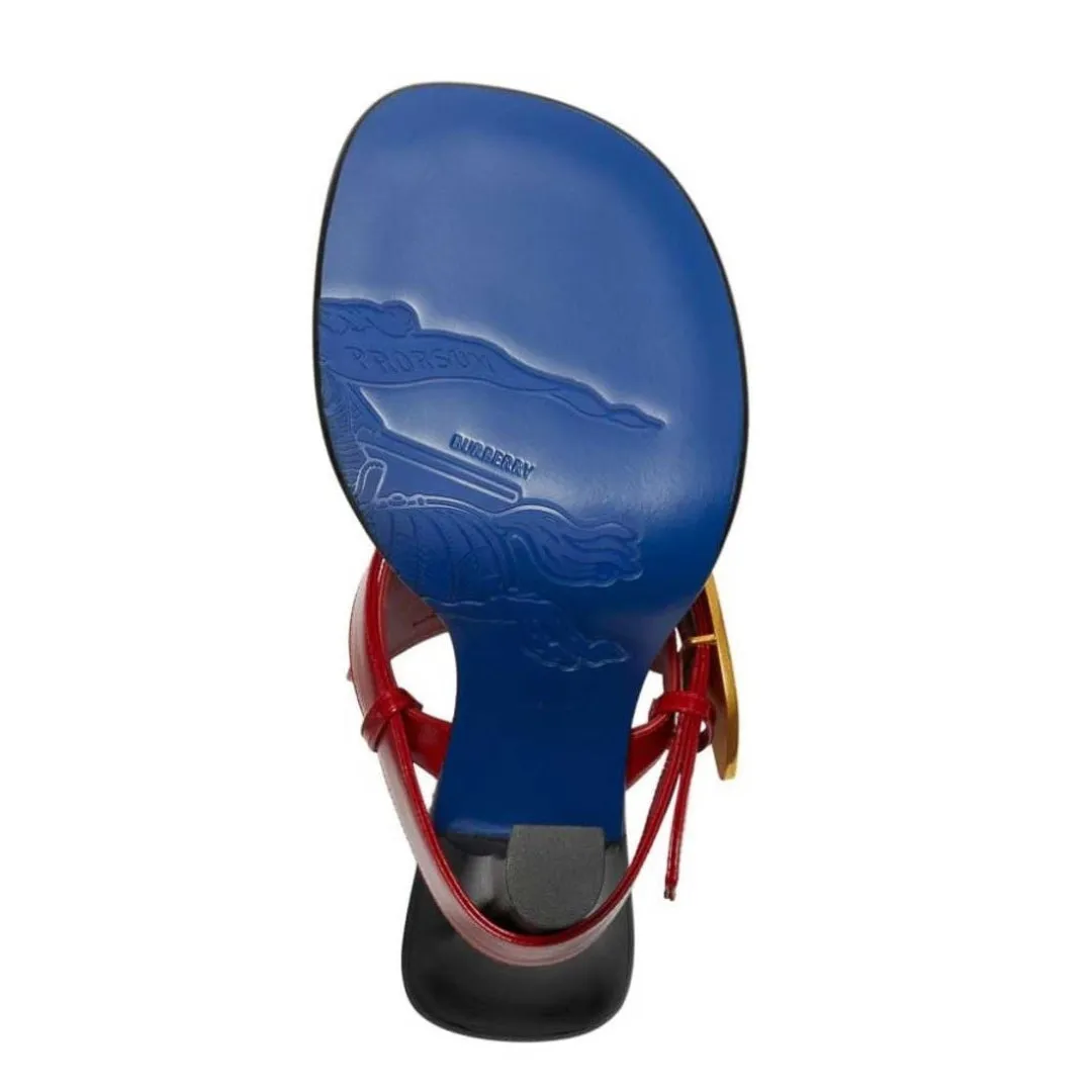 Burberry 8085542 Burberry Bay Leather Sandals Scarlet Red Bay Sandal Womens