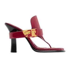 Burberry 8085542 Burberry Bay Leather Sandals Scarlet Red Bay Sandal Womens