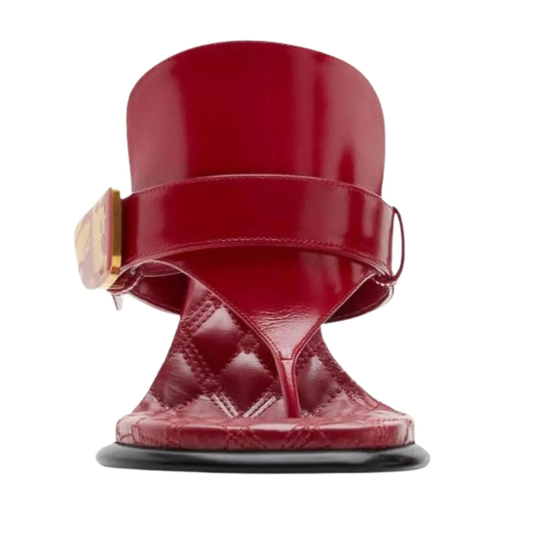 Burberry 8085542 Burberry Bay Leather Sandals Scarlet Red Bay Sandal Womens