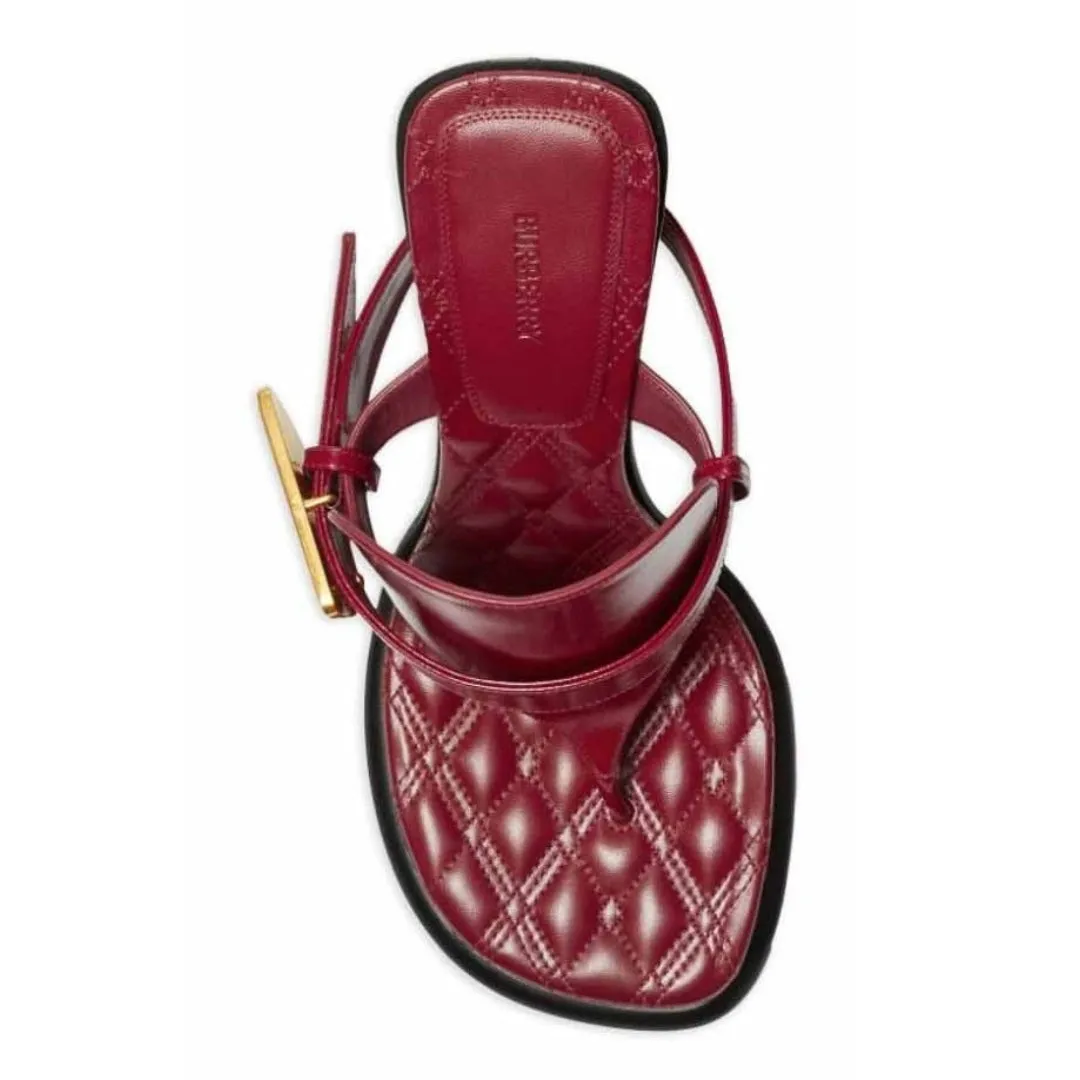 Burberry 8085542 Burberry Bay Leather Sandals Scarlet Red Bay Sandal Womens