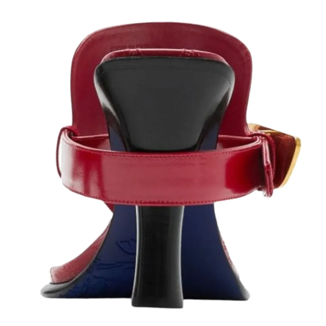 Burberry 8085542 Burberry Bay Leather Sandals Scarlet Red Bay Sandal Womens