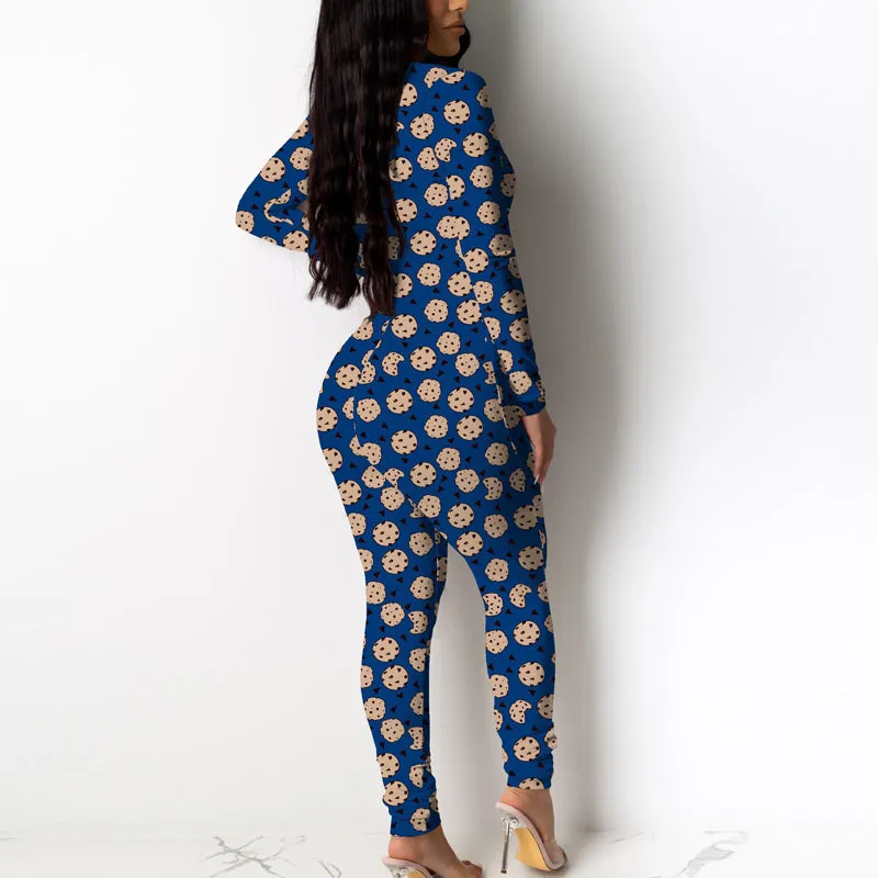 Butterfly Print Deep V-Neck Jumpsuit