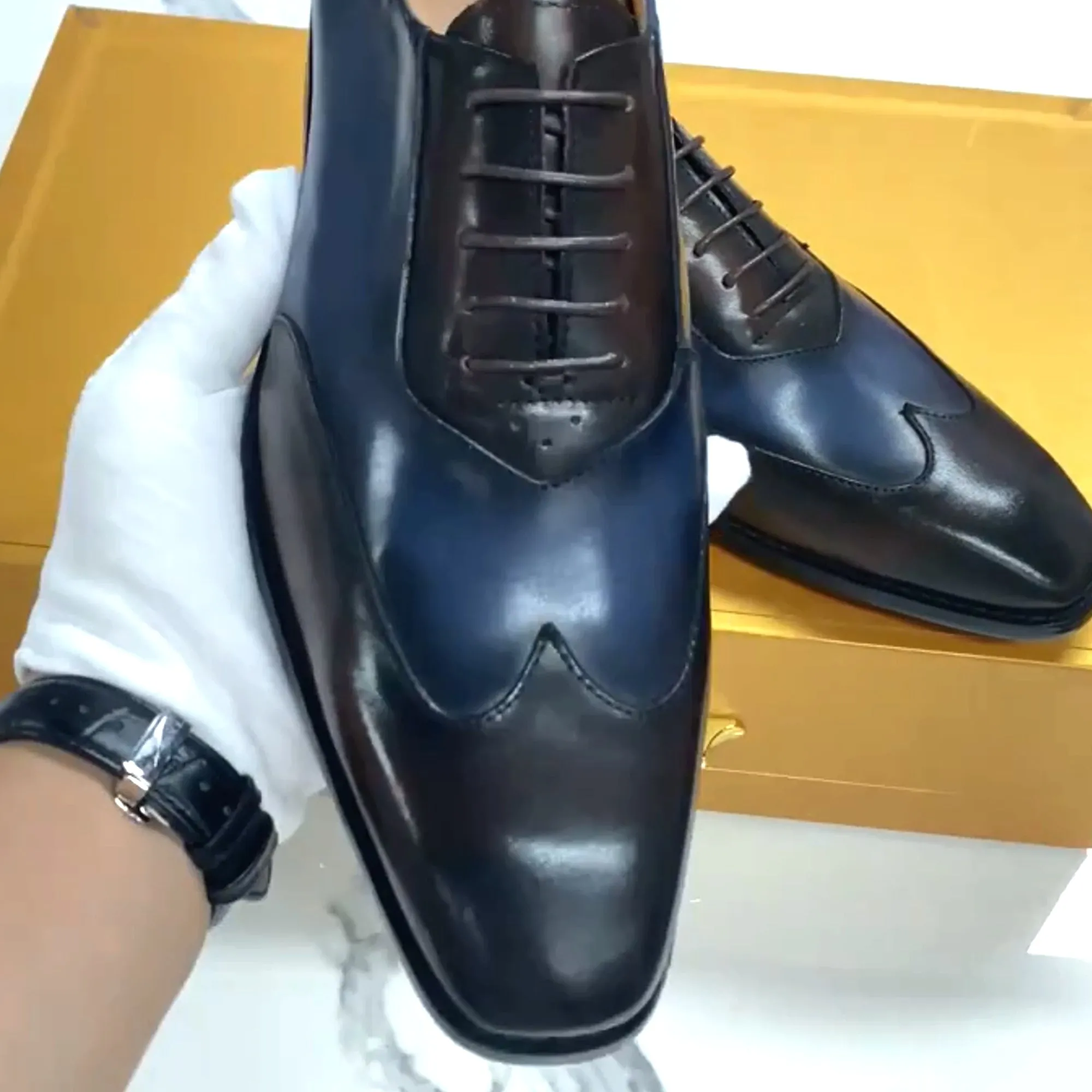 Calfskin Handmade Business Office Lace-up Mens Dress Shoes