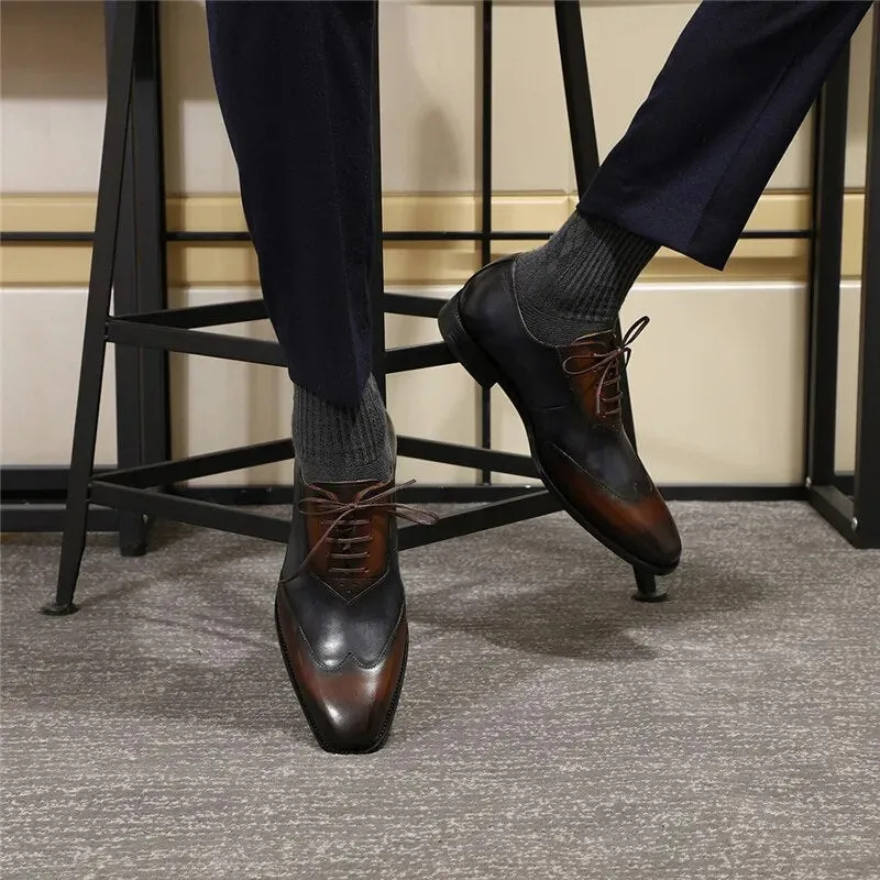 Calfskin Handmade Business Office Lace-up Mens Dress Shoes